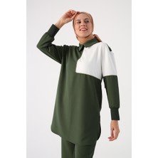ALLDAY Koyu Yeşil-Iki Renk Sim Detaylı Pantolonlu Takım