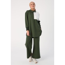 ALLDAY Koyu Yeşil-Iki Renk Sim Detaylı Pantolonlu Takım