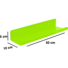 Trend Pleksi Transparan Neon Yeşil Duvar Raf (50 cm  x 10 cm )