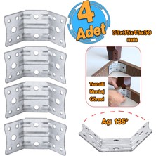 Badem10 Açılı 135° Köşe Birleştirme Bağlantı Aparatı 4 Adet Mobilya Köşebent Sacı Gönye Metal 35X35X50 mm