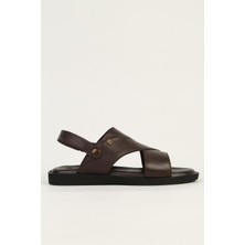 Pierre Cardin Hakiki Deri Kahve Erkek Sandalet PC-7315