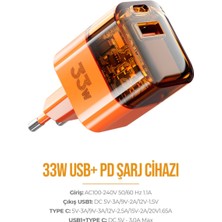 33 Watt Çift Çıkışlı USB + Pd Şarj Adaptörü