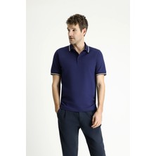Polo Yaka Regular Fit Desenli Pamuklu Tişört