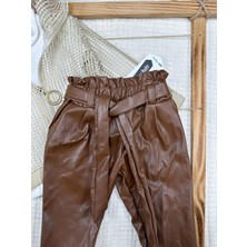 Kız Çocuk File Hırkalı Body Deri Pantalon 3'lü Takım