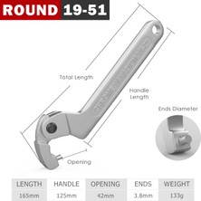 jingliang Shop B YUVARLAK19'DAN 51'e Tarzı Kındlov Evrensel Anahtar Ayarlanabilir Kanca Açık Uç Anahtar Takımı Somun Civata Onarım Motosiklet Bisiklet El Aletleri (Yurt Dışından)