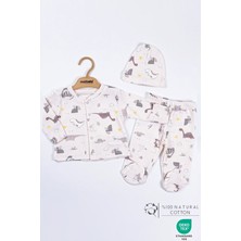 Maibella Desenli Pamuklulu Erkek Bebek Hastane Çıkışı Bebek Kıyafetleri Yenidoğan Hastane Çıkış Seti 3'lü