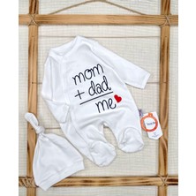 Murat Baby Unisex Mom+Dad Me Baskılı Pamuklu Mevsimlik Tulum