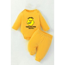 %100 Pamuklu Tehlikeliyim Diyorum Baskılı Kız - Erkek Bebek & Çocuk Takım