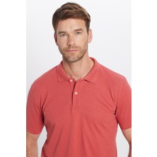Tudors Erkek Slim Fit Dar Kesim Pamuklu Yumuşak Dokulu Serin Tutan Kumaş Düz Pike Kiremit Polo Yaka Tişört