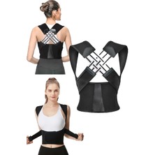 Ankaflex Dik Duruş Korsesi Unisex Kamburluk Önleyici Omuz ve Bel Desteği Tek Ebat Siyah