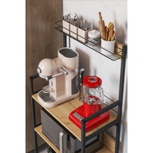 L'occi Concept Ludlow Metal Sepetli Mutfak Bangosu Kahve Köşesi Mutfak Standı Airfryer Mikrodalga Kahve Makinesi Organizer LU05-SM