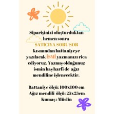 Lasilla Kavun Içi Müslin Kişiye Özel Isimli Tasarım Bebek Battaniye ve Ağız Mendili 2'li Set