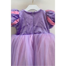 Turuncu Gardrop Rapunzel Kız Çocuk Kostüm Kadife Kollu Lila Hotcouture