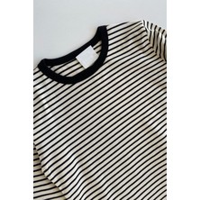 Çizgi Desen Erkek Çocuk Pijama Takımı Siyah