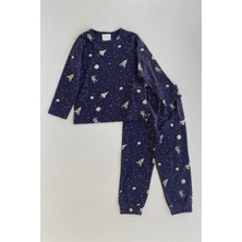 Turuncu Gardrop Uzay Desen Erkek Çocuk Pijama Takımı