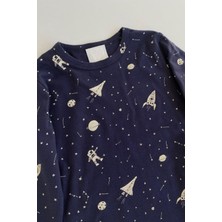 Turuncu Gardrop Uzay Desen Erkek Çocuk Pijama Takımı