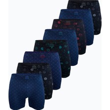 Malabadi Erkek Desenli 8 Li Premium Collection Modal Uzun Boxer 8M250