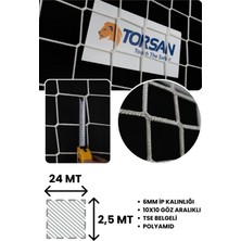 Torsan İnşaat Güvenlik Ağı – 10 cm Göz – 6 mm İp – Tse Belgeli – Polyamid - 2.5 Metre x 24 Metre