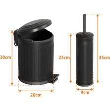 Aqua Bagno Midas  Klozet Fırçası + Çöp Kovası 5 Lt -2 Parça Set, Mat Siyah