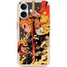 Dali Design Apple iPhone 16 Plus Uyumlu Şeffaf Kılıf Demon Slayer Tasarımlı 3
