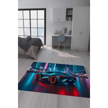 Doruklar Home Collection Kaymaz Taban Makinada Yıkanabilir Dijital Baskı Araba Desenli  Dot Taban Halı GNC30