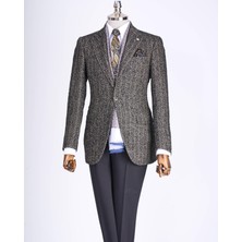 Italyan Stil Slim Fit Mono Yaka Erkek Tek Ceket Kahverengi T13595