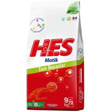 Hes Matik Toz Çamaşır Deterjanı 36kg Beyazlar (288 Yıkama) (4 Paket*9kg)