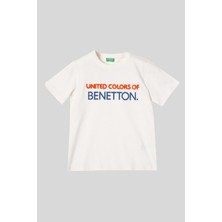 4-14 Yaş Benetton Punc Detay Erkek Çocuk Thsirt Krem