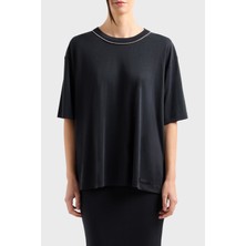 EA7 Oversize Fit Bisiklet Yaka Taş Detaylı T Shirt Bayan T Shirt 7W000340 AF12956 UC001