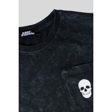 6-14 Yaş No Fear Kuru Kafa Baskı Erkek Çocuk Tshirt Siyah