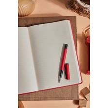 Bordo Kanguru Cepli Kumaş Kişiye Özel Çizgili Düz Defter