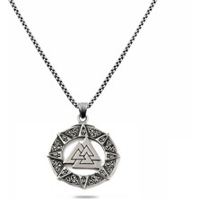 Güç Simgesi Valknut Viking Paslanmaz Çelik 316 L Kalite Kolye