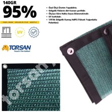 Torsan Balkon Filesi – Yüzde 95 Lik – Yeşil – Şeritli Halkalı - 2 Metre x 5 Metre