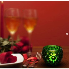 Kabarcık Model Cam Altı Delikli Mumluk Yeşil Çap 7 cm  Yükseklik 7 cm  1 Adet