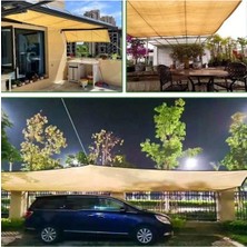 Araba Gölgeliği – Yüzde 95LIK – Krem – Şeritli Halkalı - 2 Metre x 90 Metre