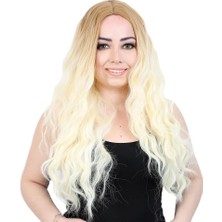 Peruk Market Fiber Sentetik Uzun Su Dalgası Peruk - Balköpüğü / Platin Uzun Ombreli