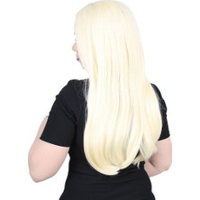 Peruk Market Fiber Sentetik Uzun Düz Peruk - Açık Platin