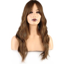 Peruk Market Dalgalı Perçemli Fiber Sentetik Orta Boy Peruk - Kumral