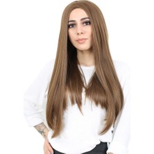 Peruk Market Fiber Sentetik Uzun Düz Peruk - Kumral