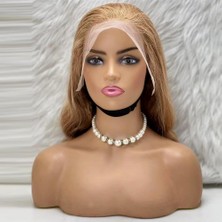 Peruk Market Dalgalı Front Lace Gerçek Tül Peruk - Sıcak Karamel - 70-75CM