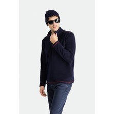 Yarım Fermuarlı Nakışlı Polar Sweatshirt