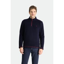 Yarım Fermuarlı Nakışlı Polar Sweatshirt