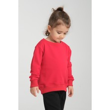 Kız Çocuk Oversize Bisiklet Yaka Basic Sweatshirt