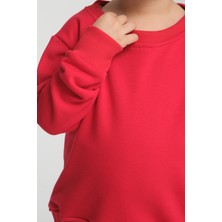 Kız Çocuk Oversize Bisiklet Yaka Basic Sweatshirt
