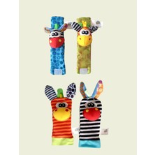 Sozzy Toys Çıngıraklı Hışırtılı Bebek Bileklik ve Çorabı - 4 Parça Set