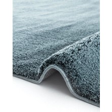Decofloor Halı Microfiber Mavi Dokuma Halı Yumuşak Dokulu Puffy Halı Shaggy Kalitesinde Ultra Konfor