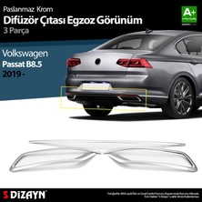 Vw Passat B8.5 Krom Egzoz Görünümü Difüzör Çıtası 3 Parça 2019-2023