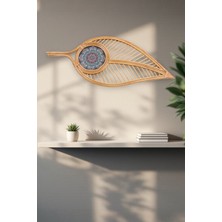 Ocean Point Bohem Ahşap Yaprak Duvar Dekoru Doğal El Işçiliği ile Minimalist Tasarım Duvar Süsü (95 cm )