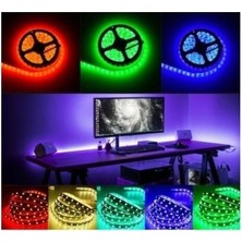 Devrik Teknoloji Şerit LED Rgb 5 Metre 16 Renk Kumandalı Adaptörlü 3 Çipli LED Hazır Set Tak Çalıştır Slikonlu