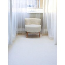 EDAM Beyaz Teddy Kumaş Çay Seti Ikili Koltuk Berjer ve Puf Takımı (Salon, Balkon, Ofis) 3'lü Takım